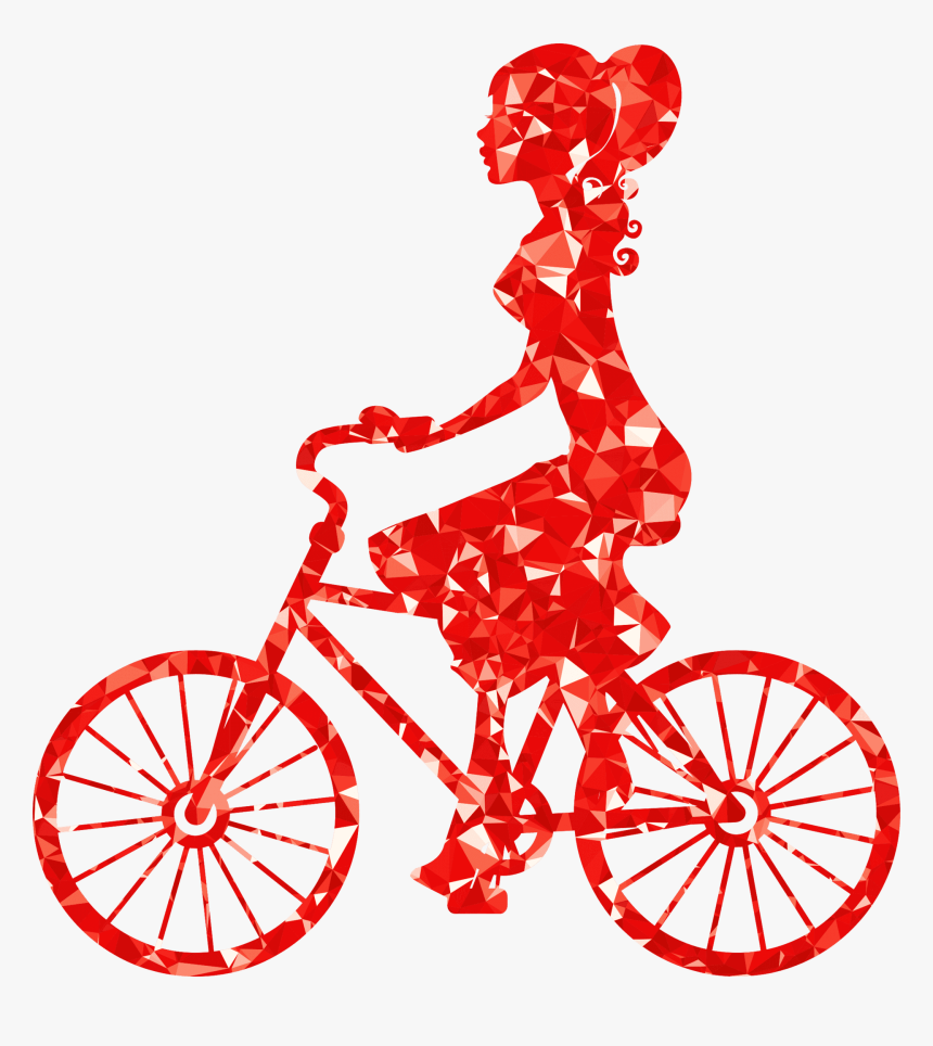 Bicycle Cycling Silhouette Clip Art - Girl On Bike Png, Transparent Png, Free Download