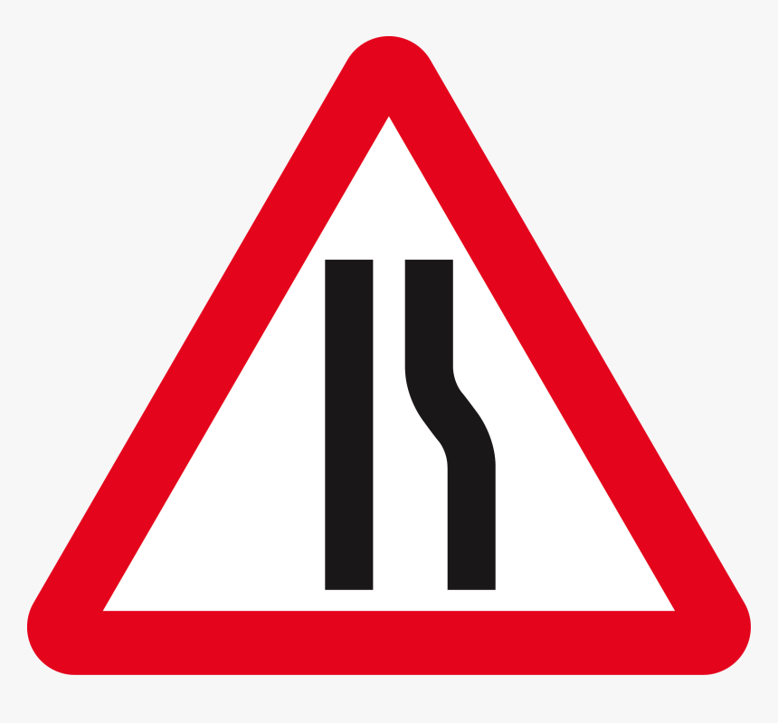 Singapore Road Signs - Road Narrows On Right Sign, HD Png Download, Free Download