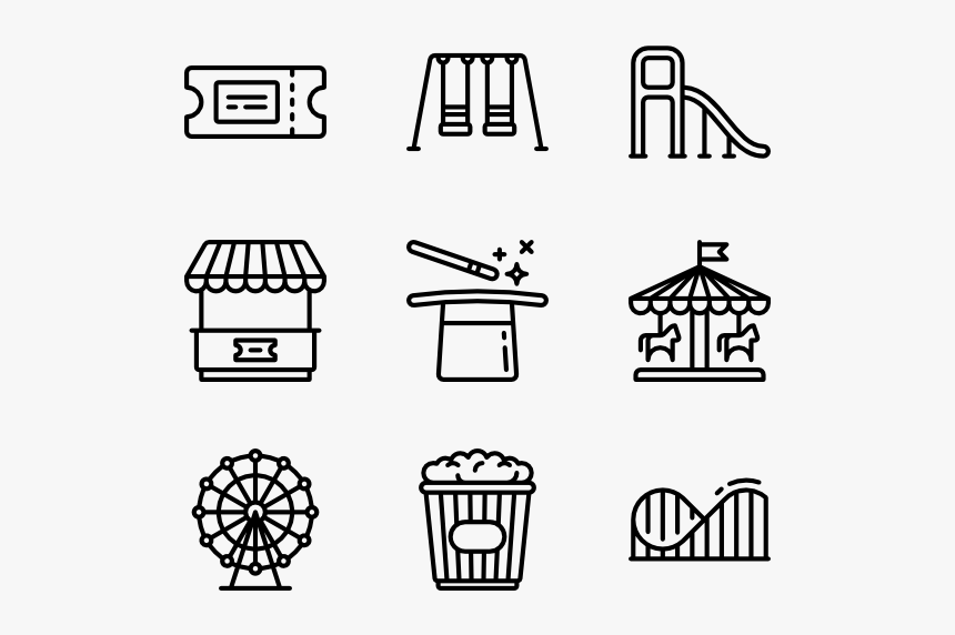 Amusement Park Lineal - Transparent Background Travel Icons, HD Png Download, Free Download