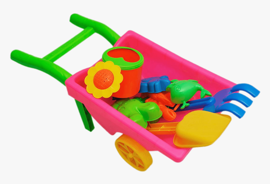 Beach Toys In Plastic Wheelbarrow - Beach Toy Clipart, HD Png Download, Free Download