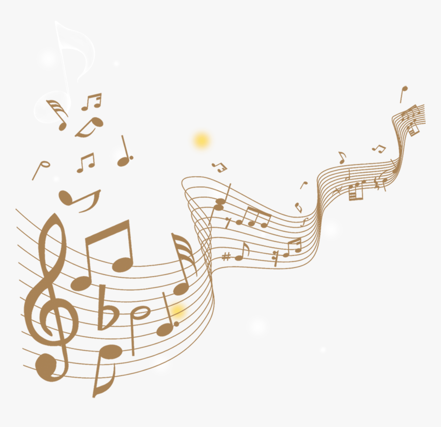 Transparent Wavy Music Staff Clipart - Gold Music Notes Png, Png ...