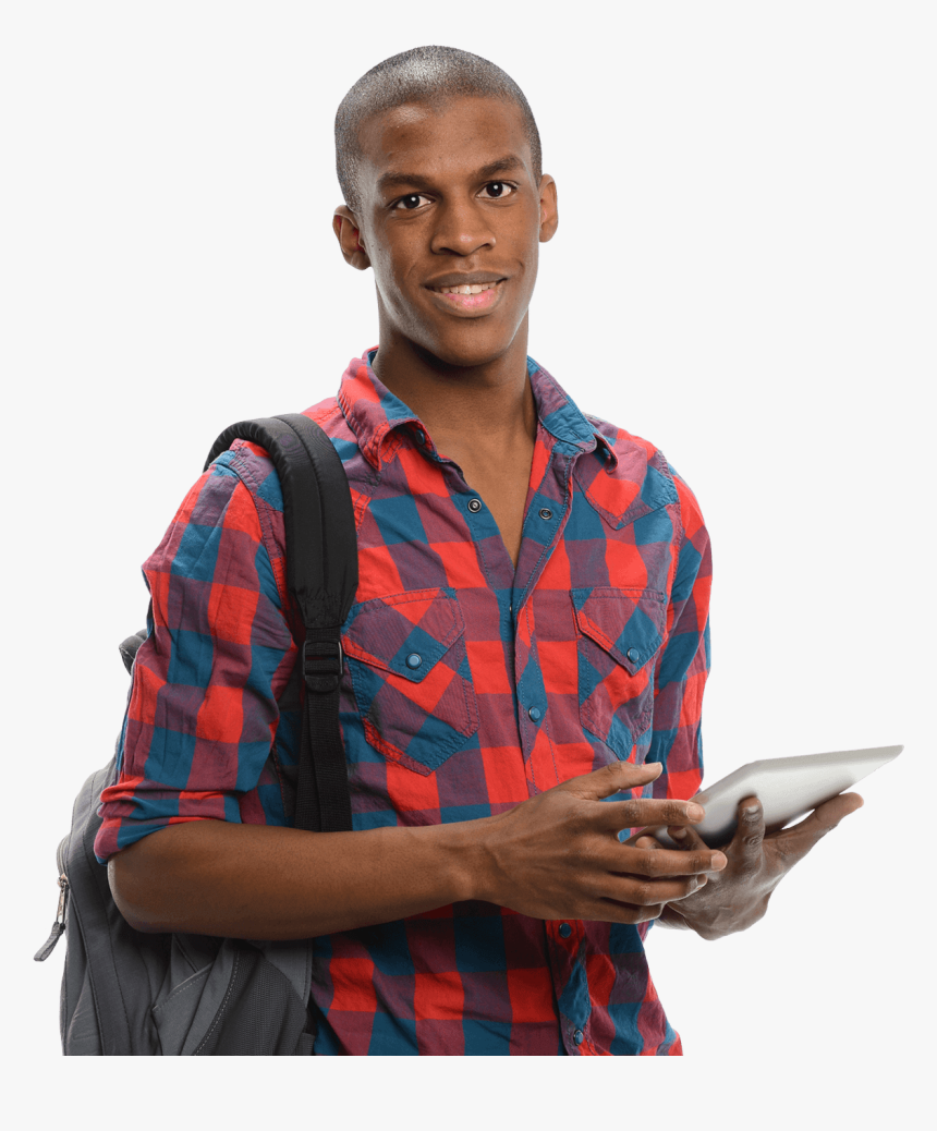 Guy With Tablet - Black College Student Png, Transparent Png, Free Download