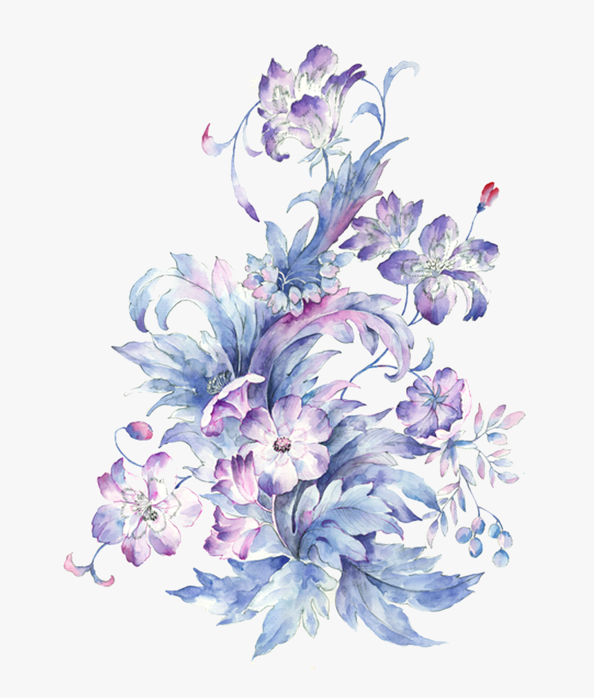 Flower Watercolor Small Fresh Painting Drawing Hand-painted - Purple ...