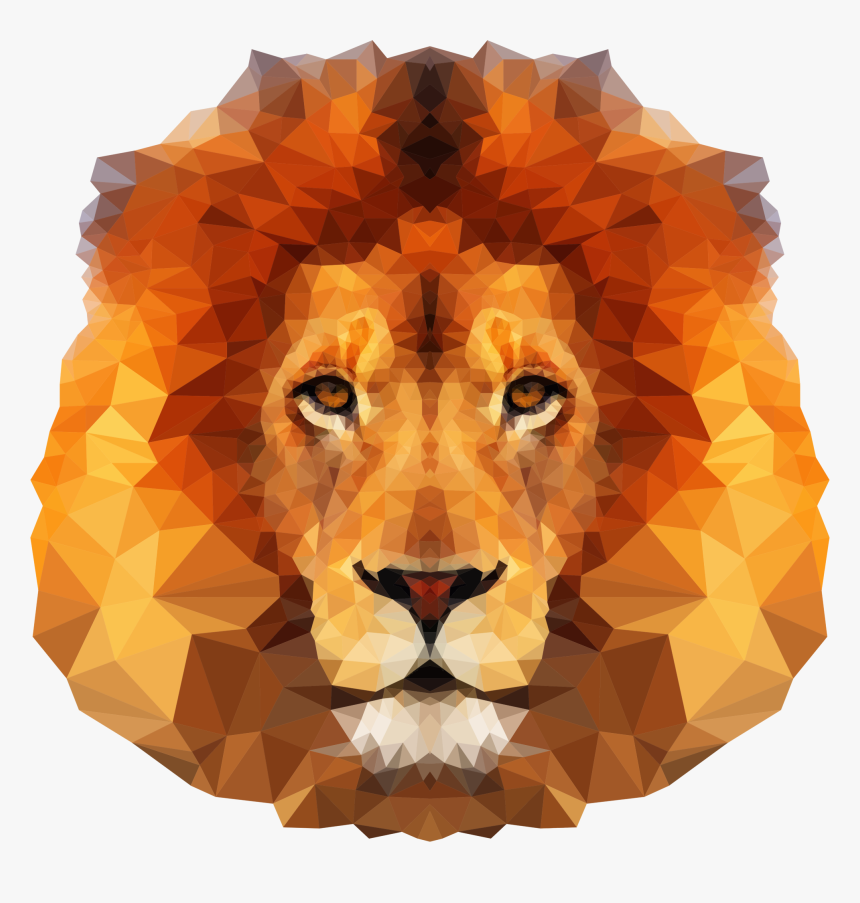 Low Poly Lion Face Clip Arts - Animated Lion Face, HD Png Download, Free Download