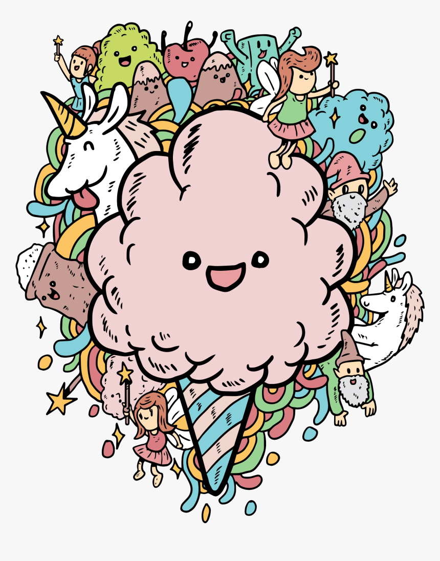 Organic Vegan Cotton Candy - Cotton Candy Doodle, HD Png Download, Free Download