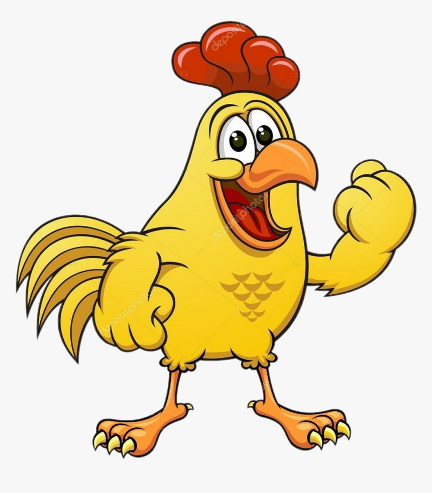 Yellow Chicken Cartoon Clipart , Png Download - Chicken Funny Vector