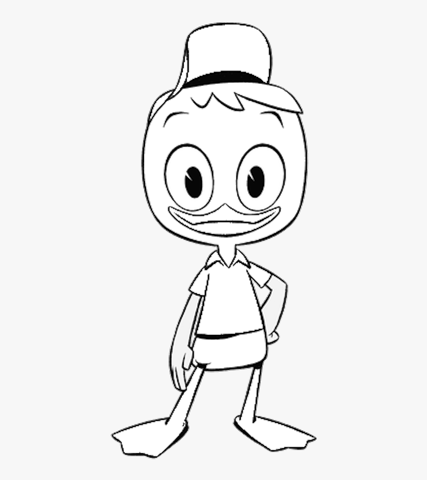 Huey Ducktales Coloring Page - Cartoon, HD Png Download - kindpng