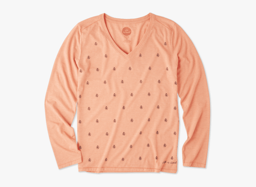 Women"s Ladybugs Galore Long Sleeve Cool Vee - Sweater, HD Png Download, Free Download