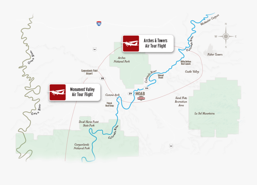 Moab Air Tours Map - Fisher Towers Rafting Map, HD Png Download, Free Download