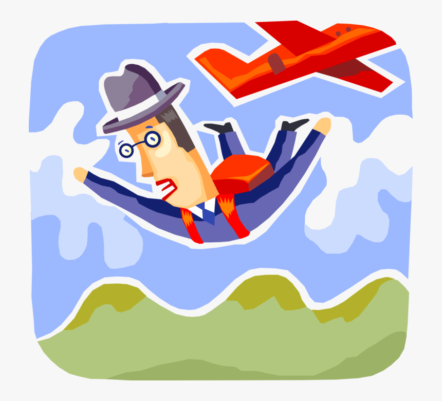 Vector Illustration Of Businessman Skydiver Jumps From - Cartoon, HD Png Download, Free Download