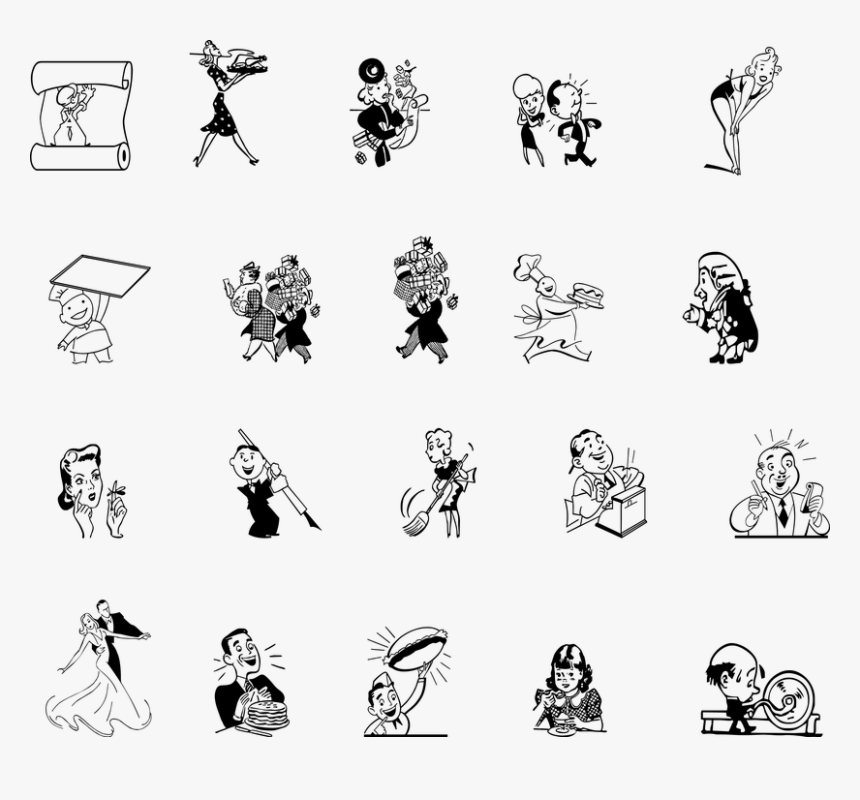 Retro Cartoon People, Funny, People, Happy, Cartoon - Cartoon, HD Png Download, Free Download