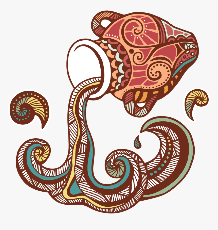 Aquarius Png - Horoscope Aquarius Illustration, Transparent Png, Free Download