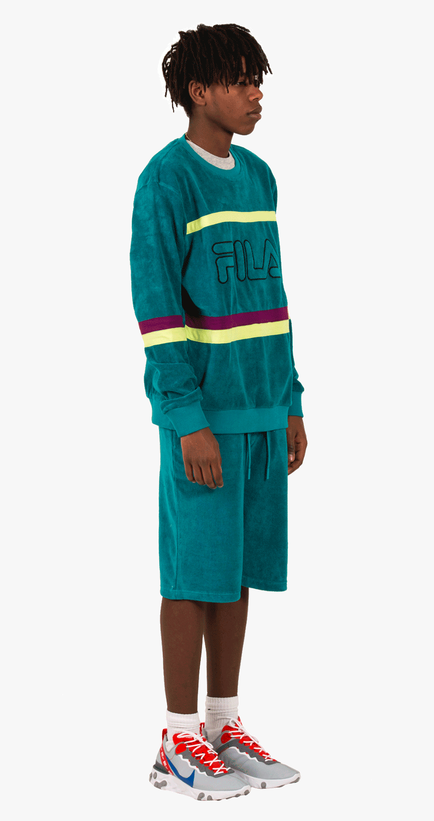 Fila Sweaters Jace Striped Toweling Crew Green 684464a153 - Standing, HD Png Download, Free Download