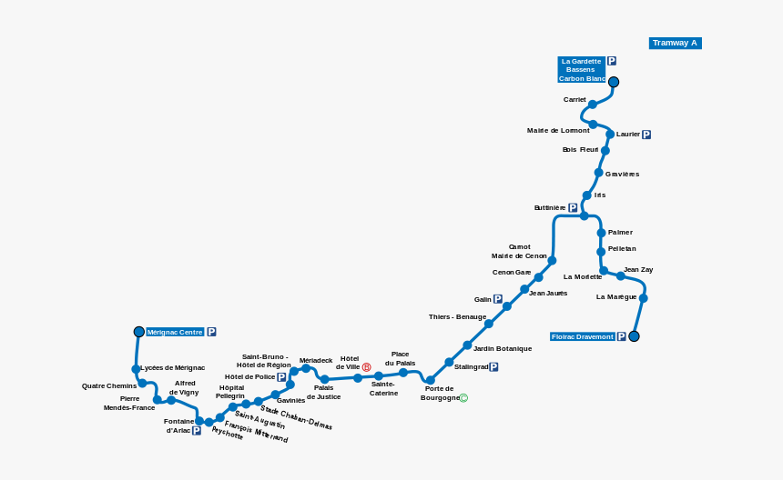 Clip Art Bordeaux Tramway Line A - Bordeaux Tram Map, HD Png Download, Free Download