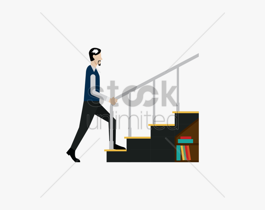 Man Walking Up A Stairs Vector Image - Sitting, HD Png Download, Free Download