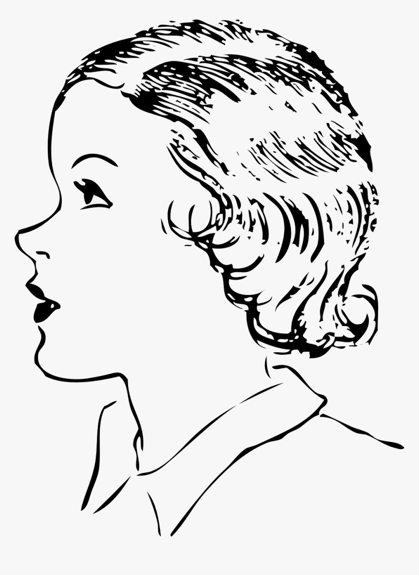 Short Hair Clipart Black And White, HD Png Download, Free Download