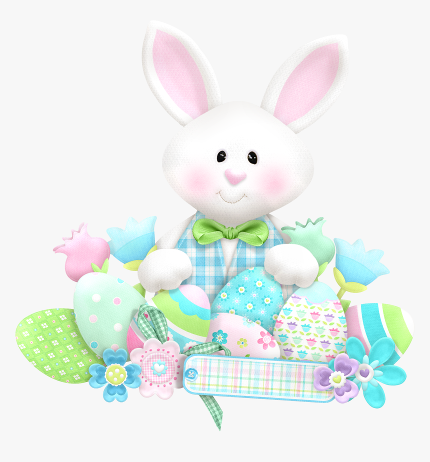 Easter Cute Bunny With Eggs Png Clipart - Coelhinho Da Pascoa Em Png, Transparent Png, Free Download