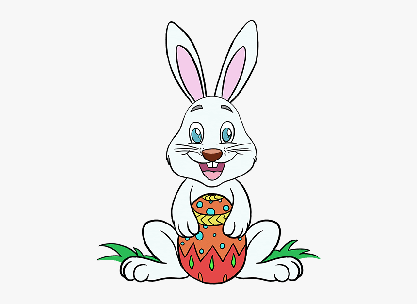How To Draw An Easter Bunny - Draw A Cartoon Easter Bunny, HD Png ...
