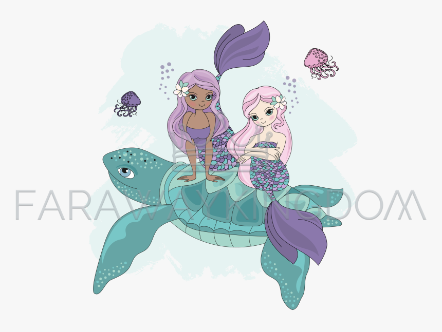 Mermaid With A Turtle, HD Png Download, Free Download