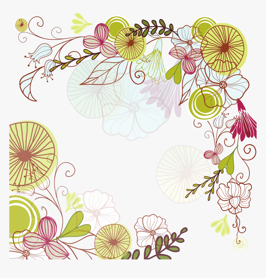 Floral Corner Border Frame Clip Arts - Border And Frame Png, Transparent Png, Free Download