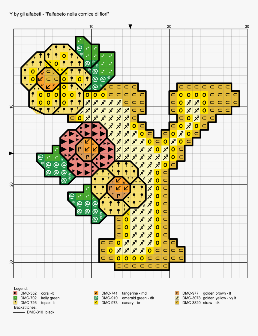 Yellow Alphabet Crowned With Flowers Cross Stitch Patterns ...