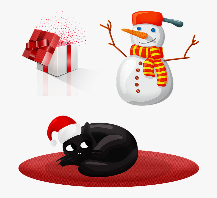 Christmas Cat, Snowman, Gift, Christmas, Winter, Snow - Snowman, HD Png Download, Free Download