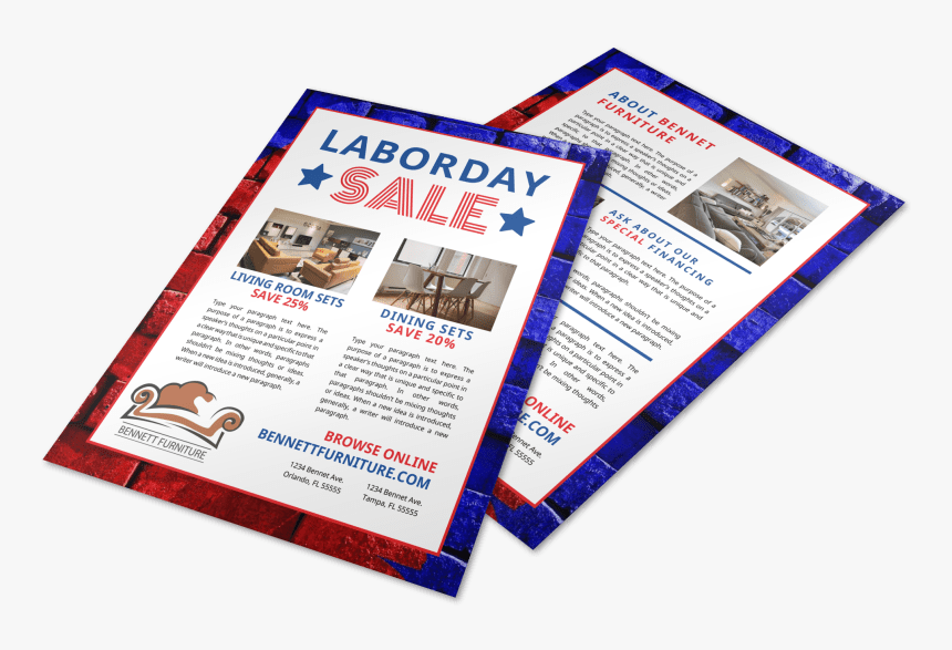 Labor Day Furniture Sale Flyer Template Preview - Flyer, HD Png Download, Free Download