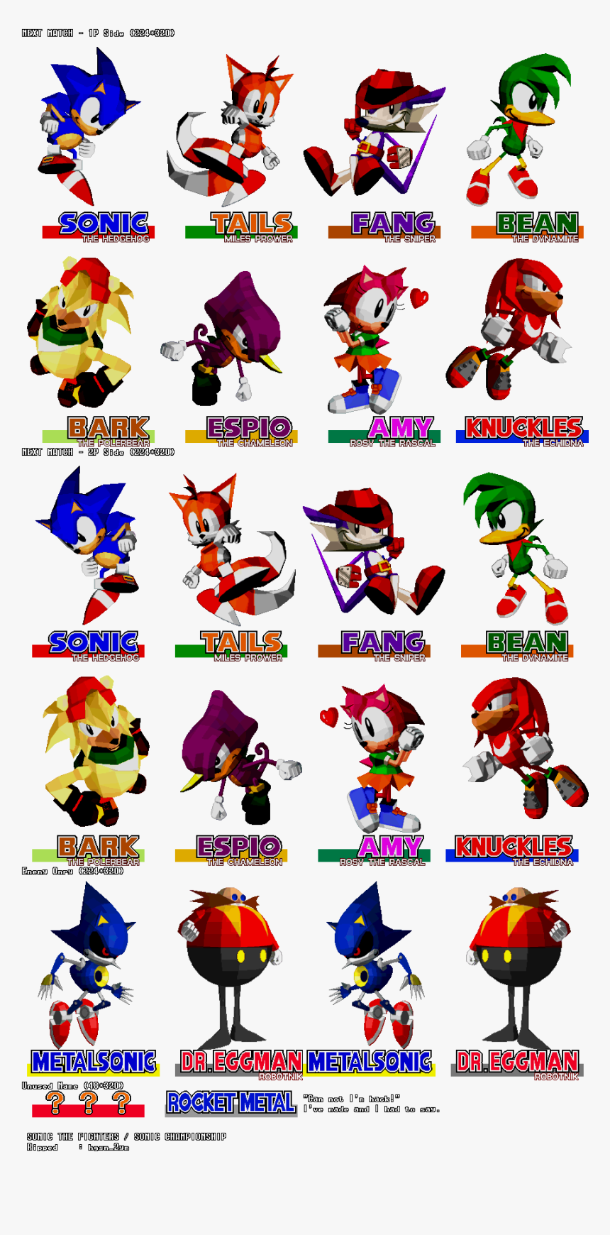 Click For Full Sized Image Next Match Character - Sonic The Fighters All Characters, HD Png Download, Free Download