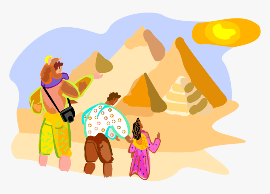 Vector Illustration Of Tourists Visit Great Pyramids - Tourism In Egypt Clipart, HD Png Download, Free Download