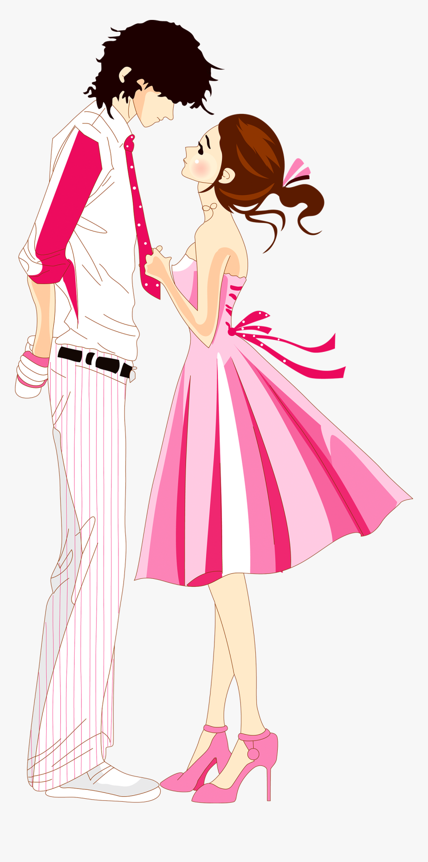 Love Romantic Cartoon Png , Png Download - Cartoon Valentines Day Couple, Transparent Png, Free Download