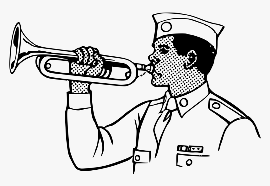 Young Man Playing On A Bugle - Bugle Player Clipart, HD Png Download, Free Download