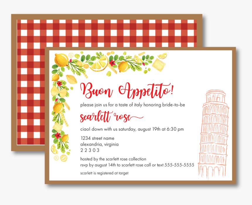 Italian Bridal Shower Invitations, HD Png Download, Free Download