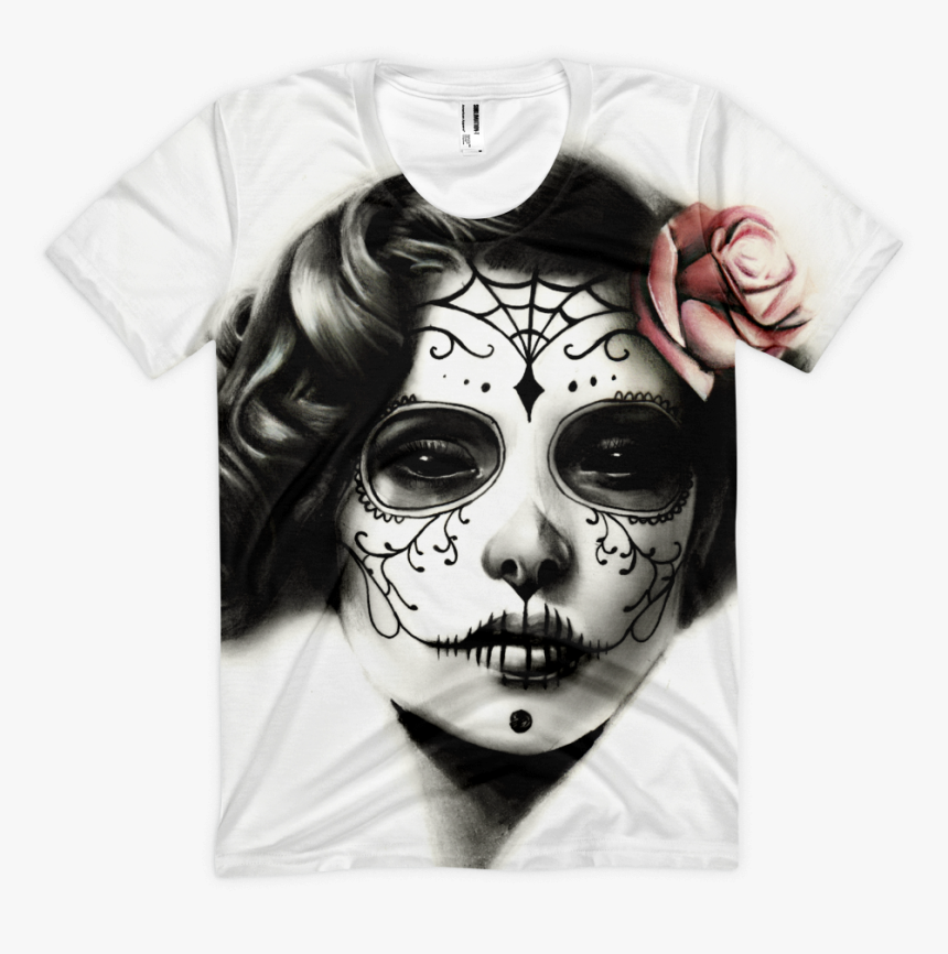 La Catrina Print Womens Shirt Sugar Skull Girl - Sugar Skull Girl Drawing, HD Png Download, Free Download