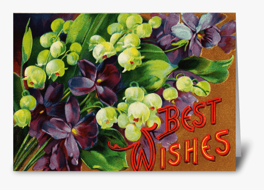 Violets & Lily Of The Valley "best Wishe Greeting Card - Gooseberry, HD Png Download, Free Download