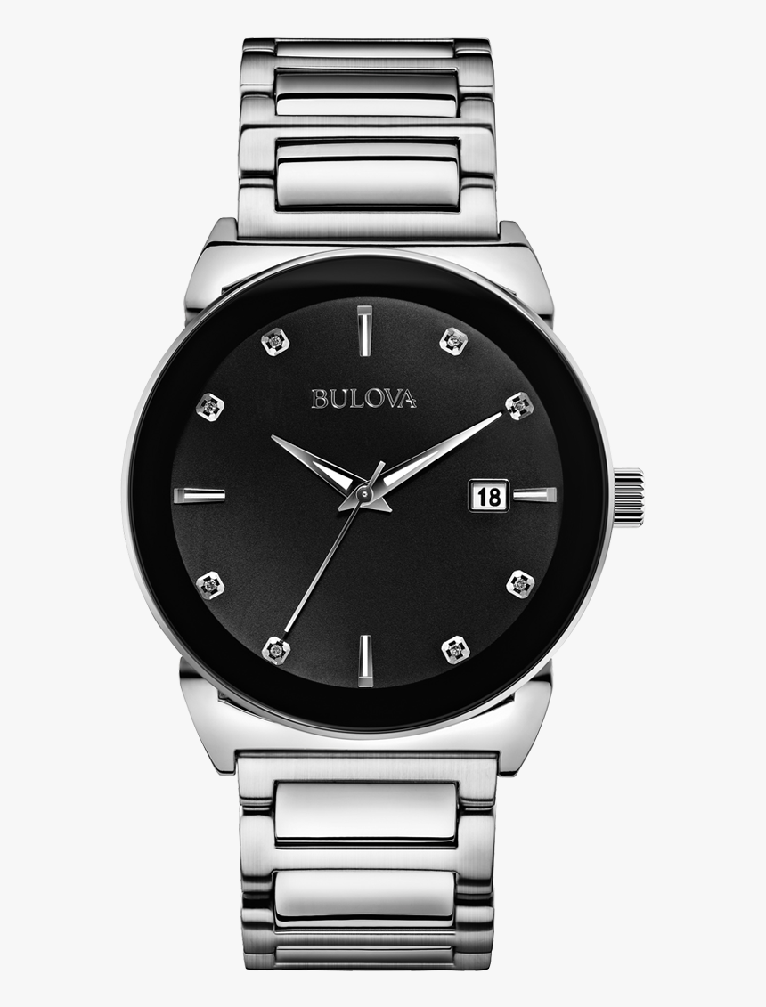 Bulova Women"s Black Steel Watch - Bulova Diamond Silver Mens Watch 40mm, HD Png Download, Free Download