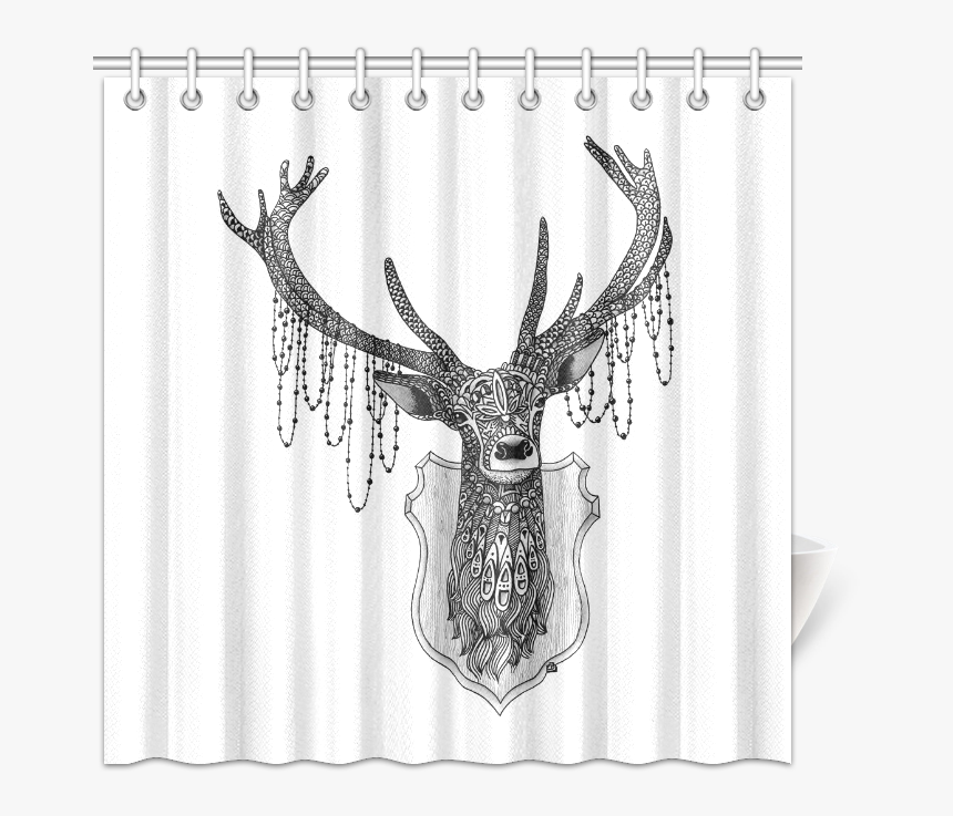 Ornate Deer Head Drawing - Sketch, HD Png Download, Free Download