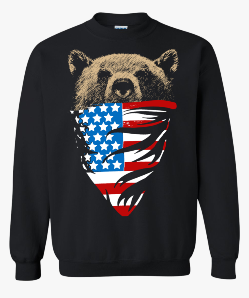 Bear Wearing American Flag Bandanna Sweatshirt - Bear With American Flag Bandana, HD Png Download, Free Download