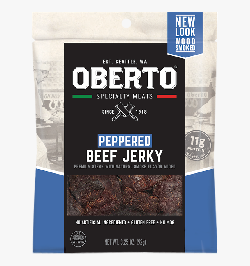 Peppered-front - Oberto Butchers Cut Bacon Jerky, HD Png Download, Free Download