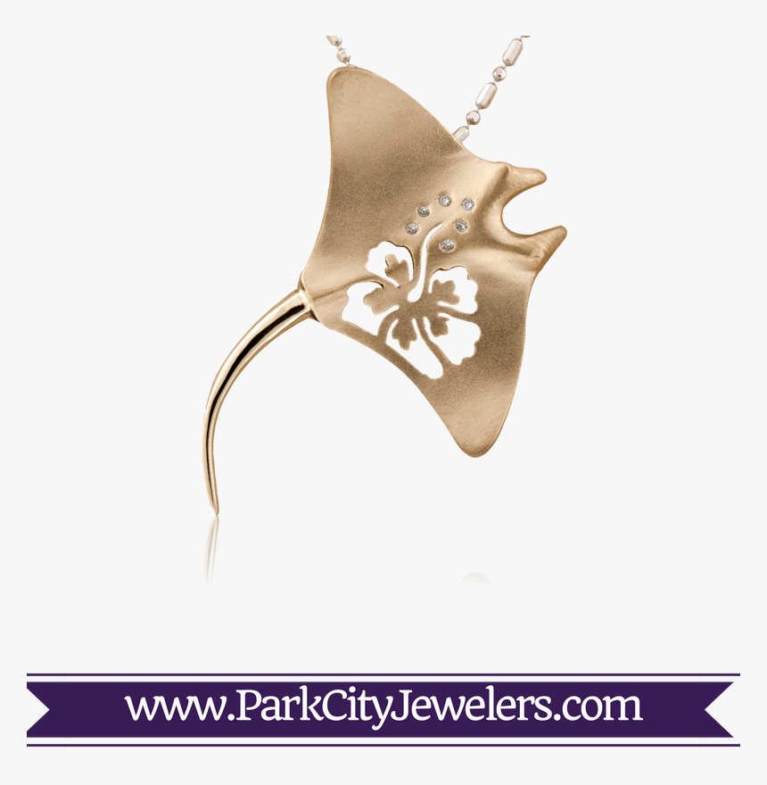 Manta Ray Hibiscus Pendant - Double Diamond Hoop Huggie Earrings, HD Png Download, Free Download