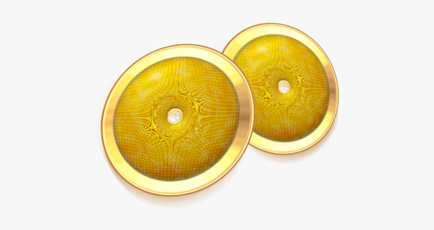 Two Gold Buttons - Earrings, HD Png Download, Free Download