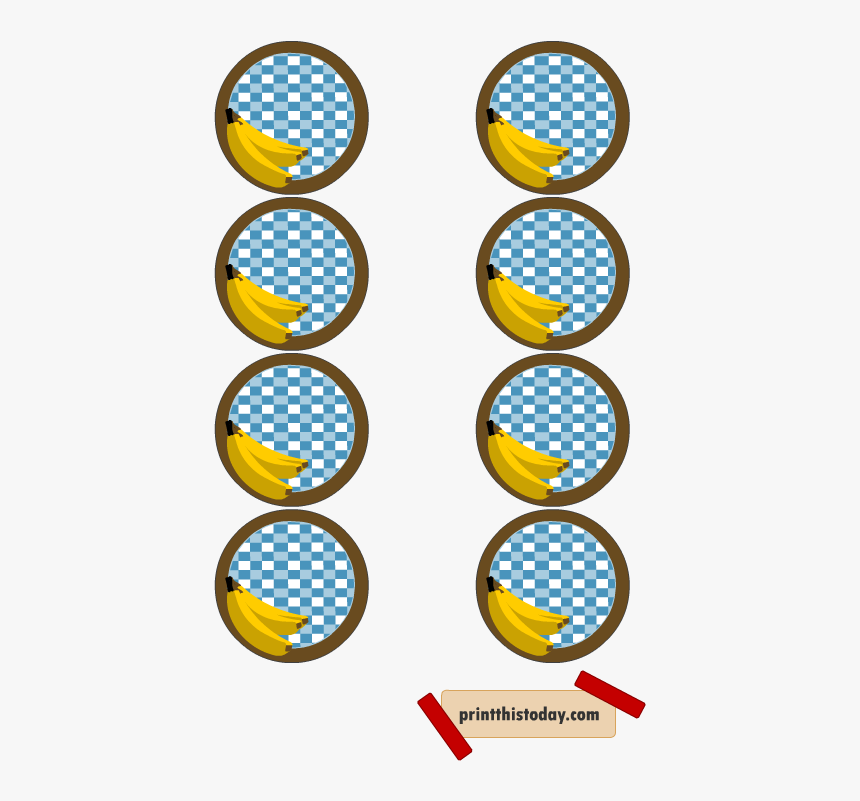 Jar Lid Labels Featuring Bananas - Circle, HD Png Download, Free Download