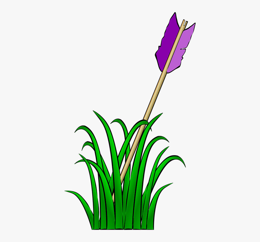 Arrow, Feather, Purple, Grass, Ground, Hit - Grass Clip Art, HD Png Download, Free Download