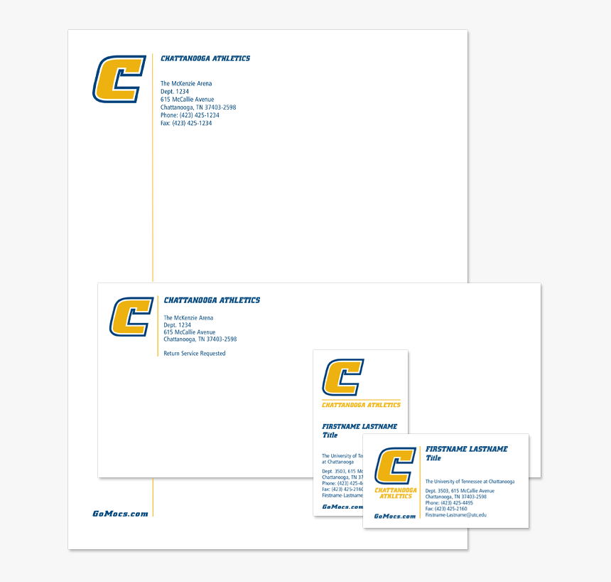 Athletics Letterhead, Envelope And Business Cards - University Of Tennessee At Chattanooga, HD Png Download, Free Download