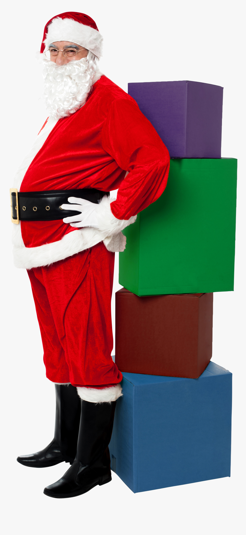 Santa With Gifts Png, Transparent Png, Free Download