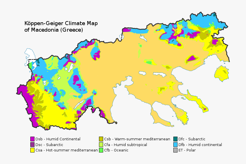 Macedonia Map Of Köppen Climate Classification - Greece Koppen Climate, HD Png Download, Free Download