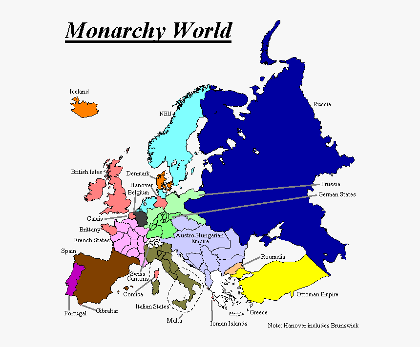 Map Of Monarchy World"s Europe - Countries In Europe With Monarchies, HD Png Download, Free Download