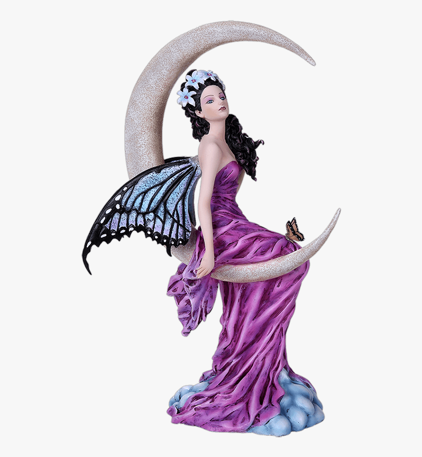 Amethyst Moon Fairy Statue - Fairy On Moon Statue, HD Png Download, Free Download