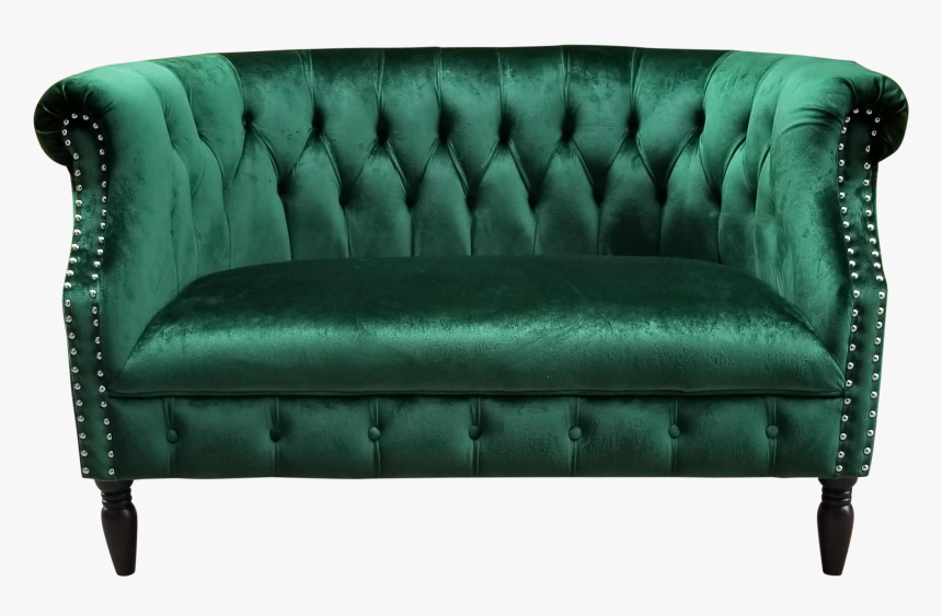 Emerald Green Velvet Loveseat - Studio Couch, HD Png Download, Free Download