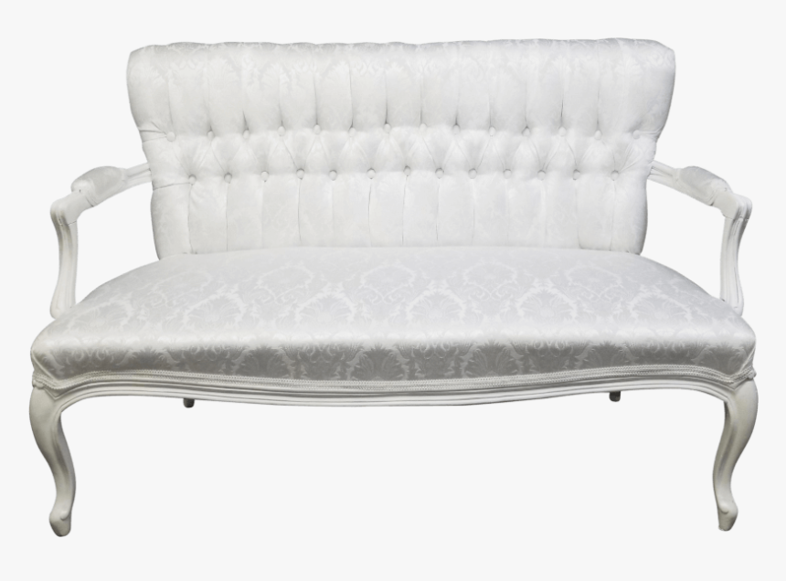 White Damask Sweetheart Settee - Studio Couch, HD Png Download, Free Download