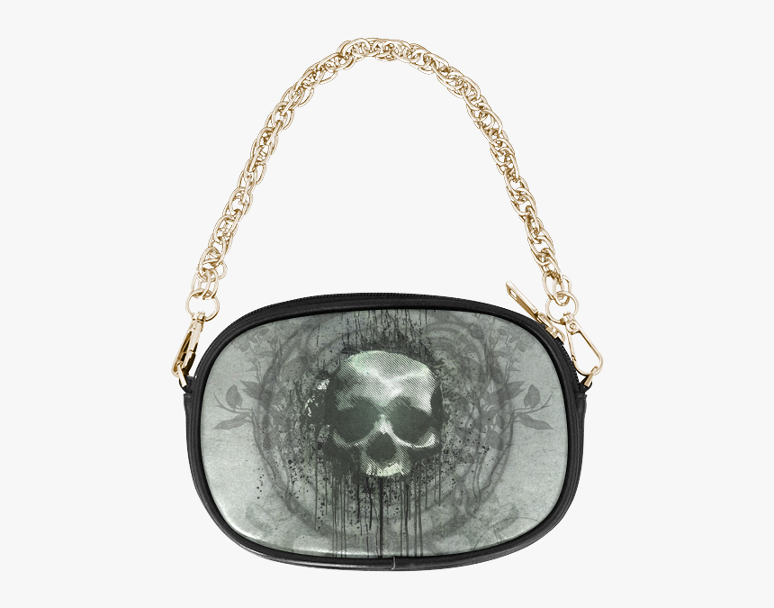 Awesome Skull With Bones And Grunge Chain Purse - Handbag, HD Png ...